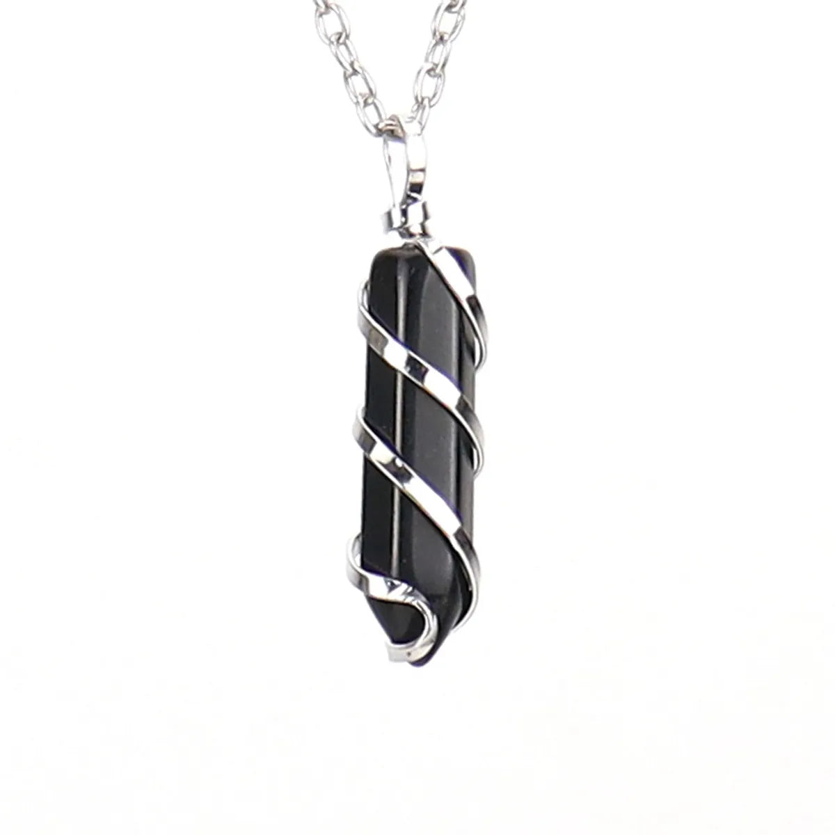 1 Piece Streetwear Spiral Stripe Natural Stone Knitting Pendant Necklace