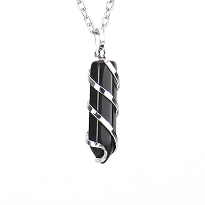 1 Piece Streetwear Spiral Stripe Natural Stone Knitting Pendant Necklace