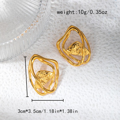 1 Piece Sweet Artistic Round Rhombus Patchwork Plating Hollow Out 304 Stainless Steel 14K Gold Plated Drop Earrings