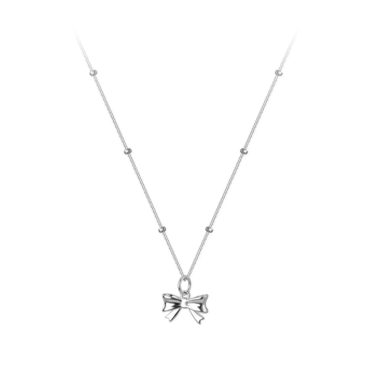 1 Piece Sweet Bow Knot Titanium Steel Plating Pendant Necklace