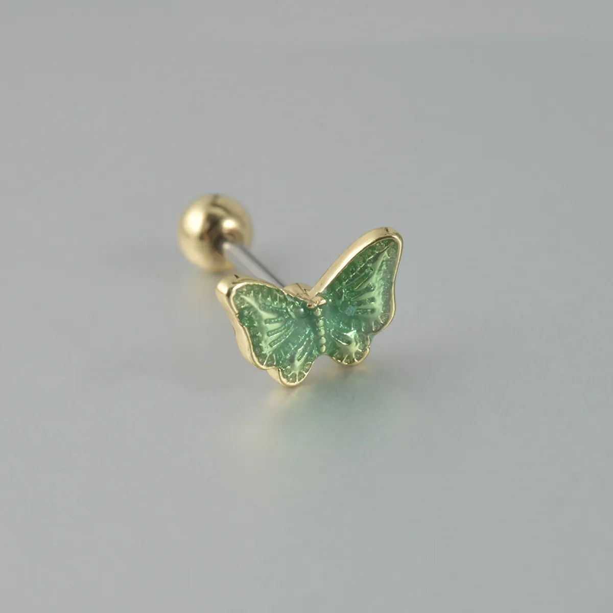 1 Piece Sweet Butterfly Enamel Stainless Steel Plastic 18K Gold Plated Ear Studs