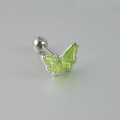 1 Piece Sweet Butterfly Enamel Stainless Steel Plastic 18K Gold Plated Ear Studs