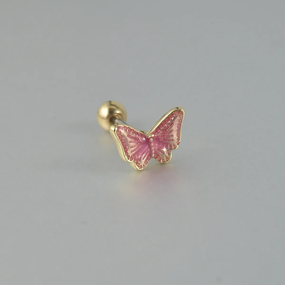 1 Piece Sweet Butterfly Enamel Stainless Steel Plastic 18K Gold Plated Ear Studs