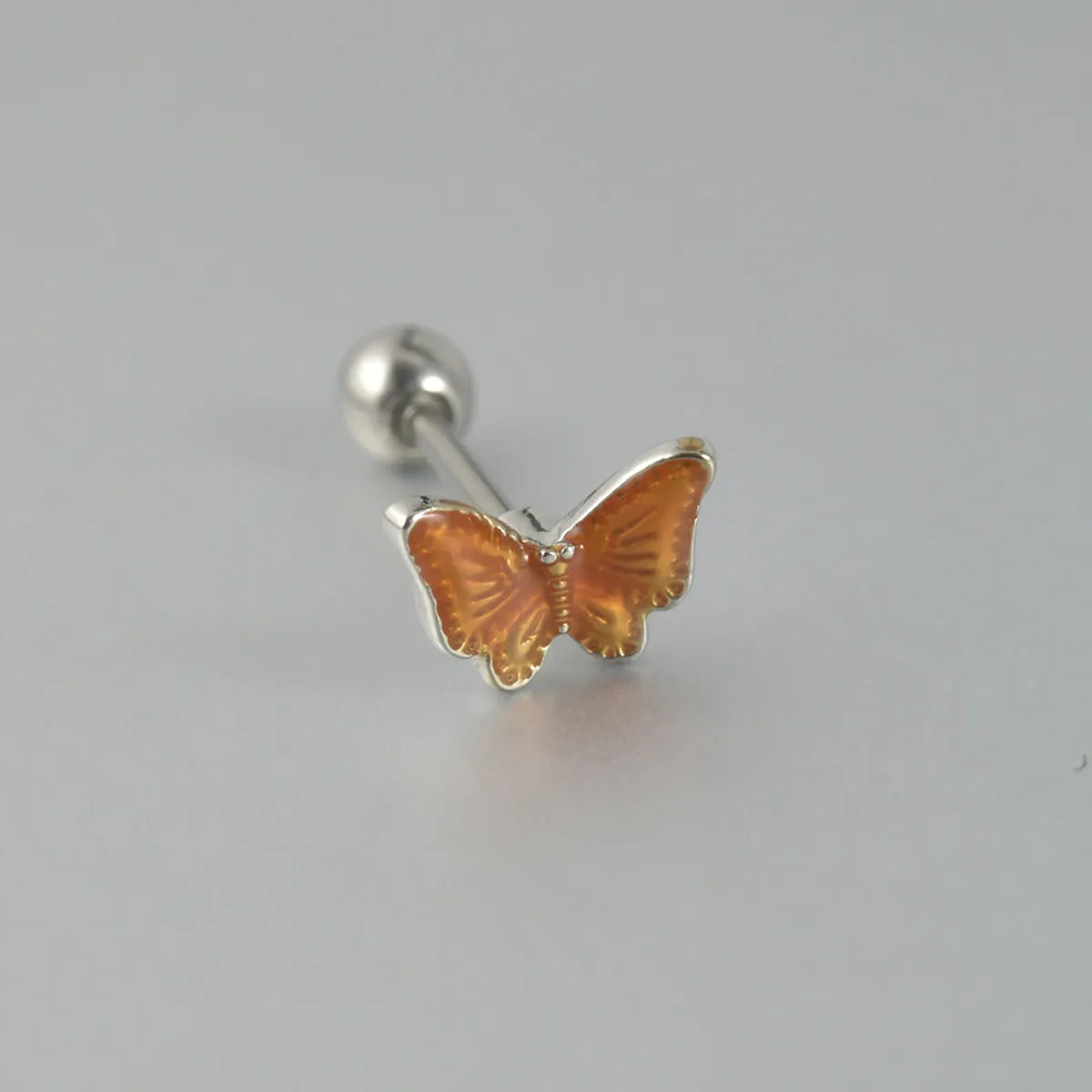 1 Piece Sweet Butterfly Enamel Stainless Steel Plastic 18K Gold Plated Ear Studs