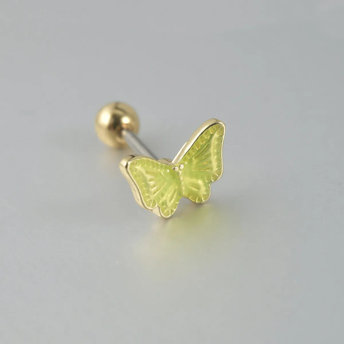 1 Piece Sweet Butterfly Enamel Stainless Steel Plastic 18K Gold Plated Ear Studs