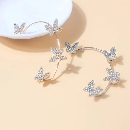 1 Piece Sweet Butterfly Rhinestone Plating Women'S Ear Clips