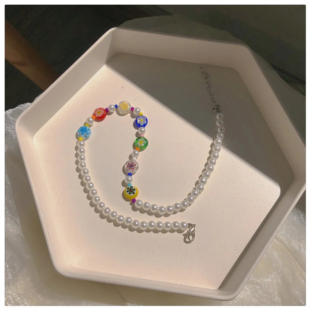 1 Piece Sweet Daisy Glass Seed Bead Beaded Women's Necklace