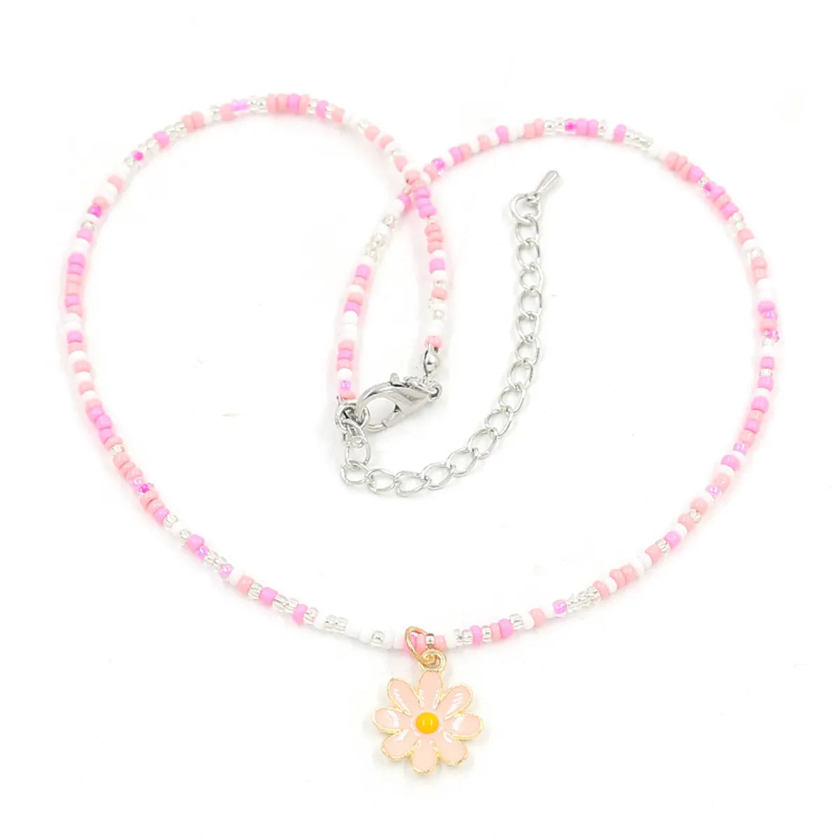 1 Piece Sweet Floral Epoxy Beaded Alloy Pendant Necklace