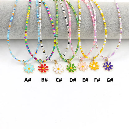 1 Piece Sweet Floral Epoxy Beaded Alloy Pendant Necklace