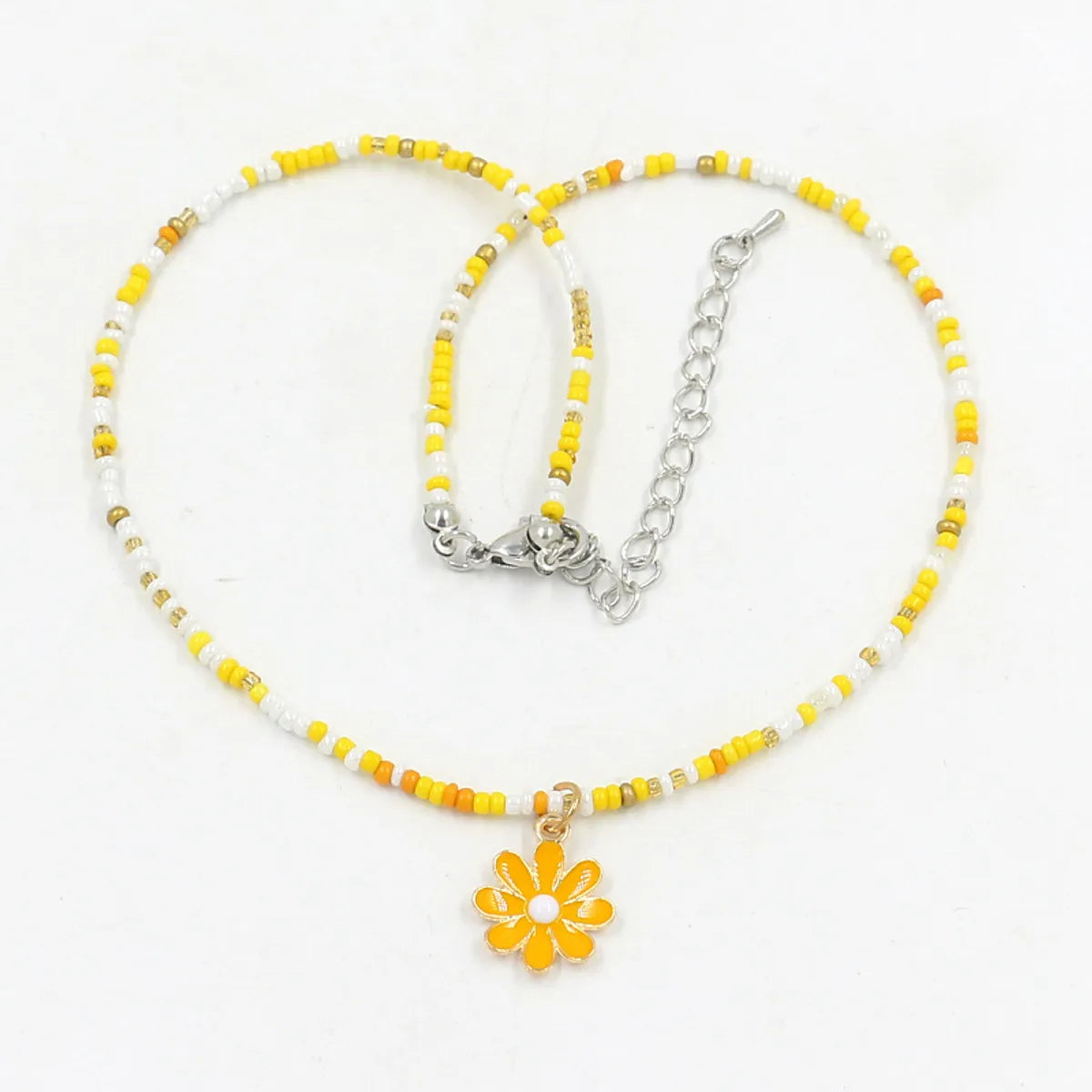 1 Piece Sweet Floral Epoxy Beaded Alloy Pendant Necklace