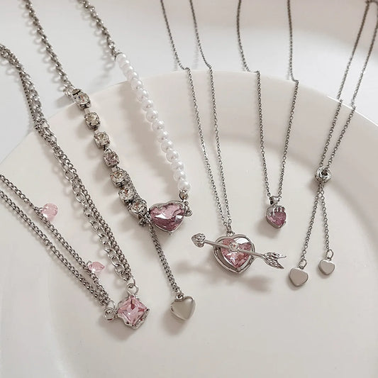 1 Piece Sweet Heart Shape Alloy Plating Artificial Rhinestones Women's Necklace