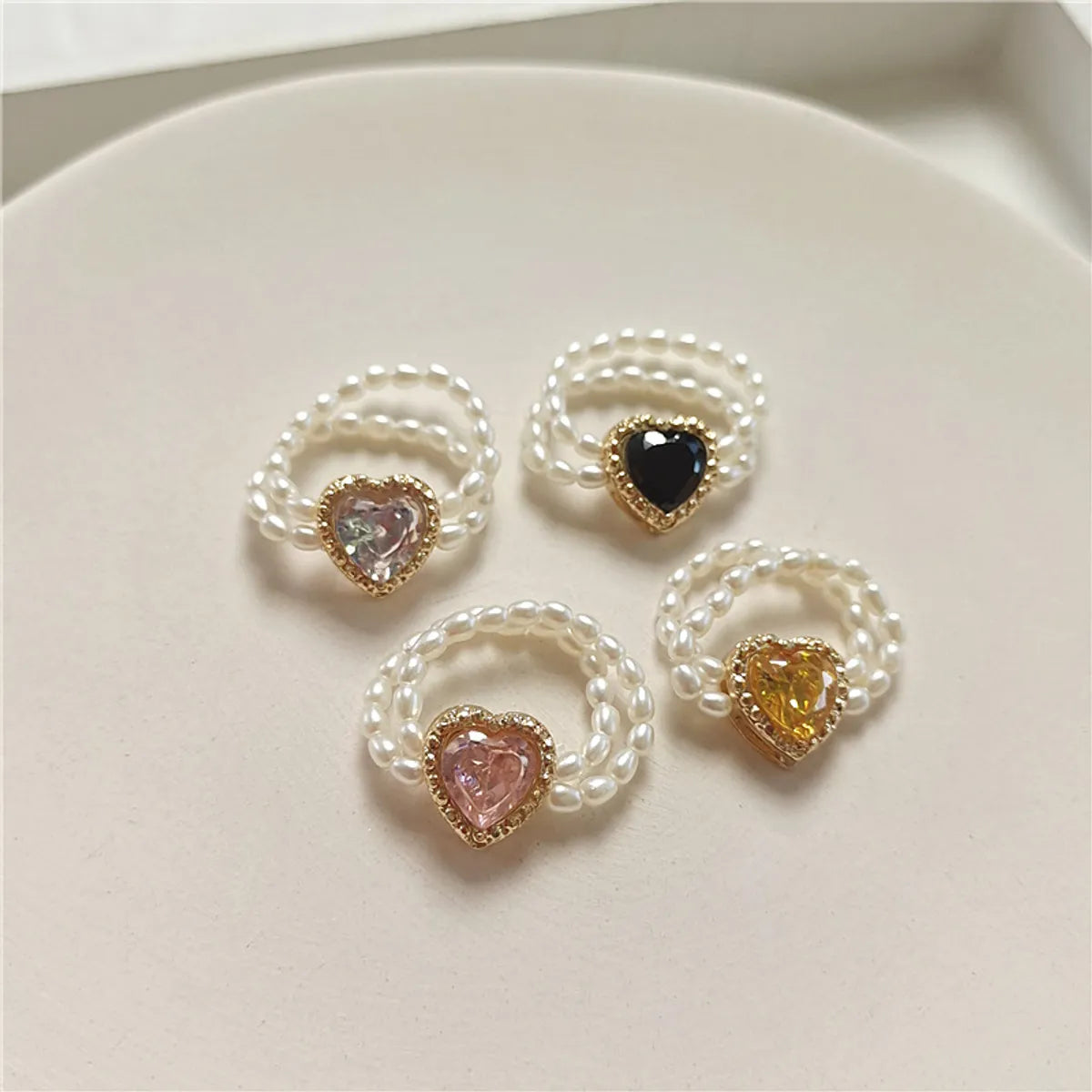 1 Piece Sweet Heart Shape Alloy Plating Metal Zircon Women'S Rings