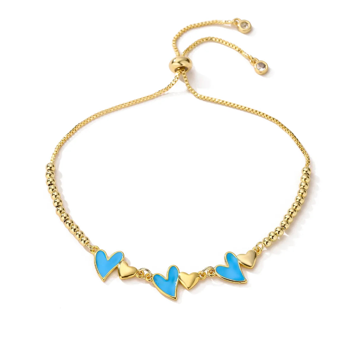 1 Piece Sweet Heart Shape Copper Patchwork Bracelets