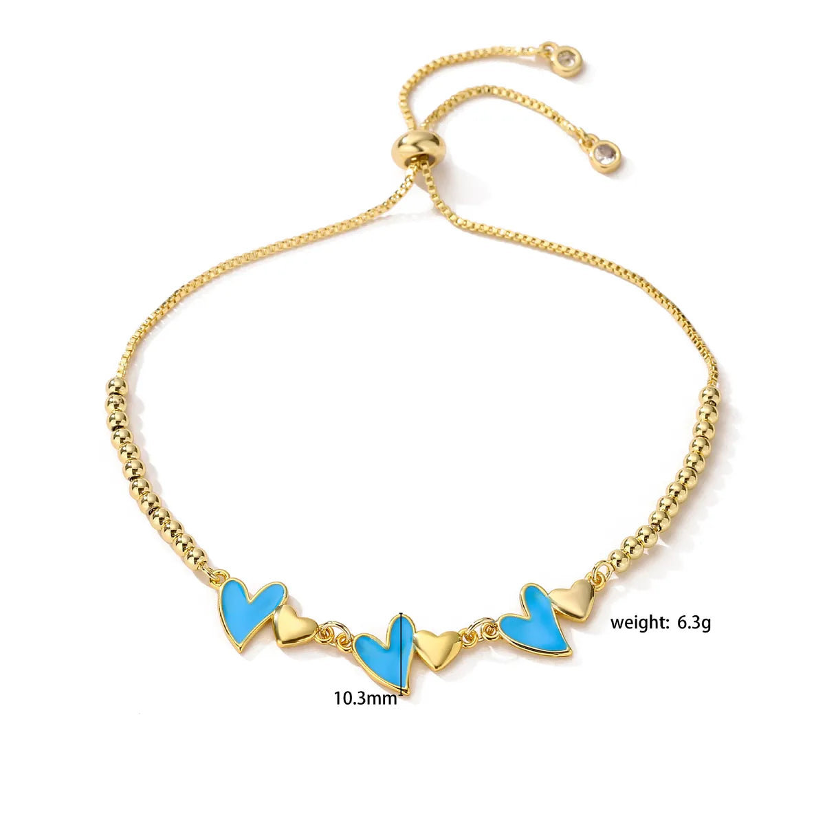 1 Piece Sweet Heart Shape Copper Patchwork Bracelets