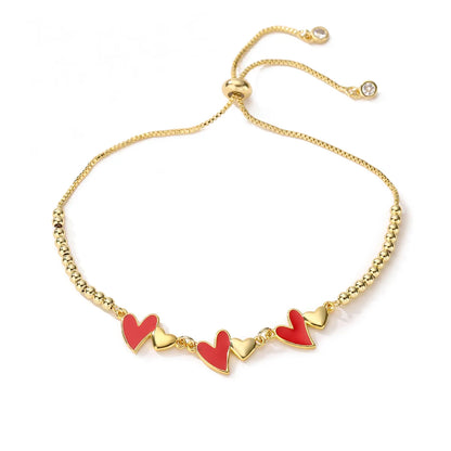 1 Piece Sweet Heart Shape Copper Patchwork Bracelets