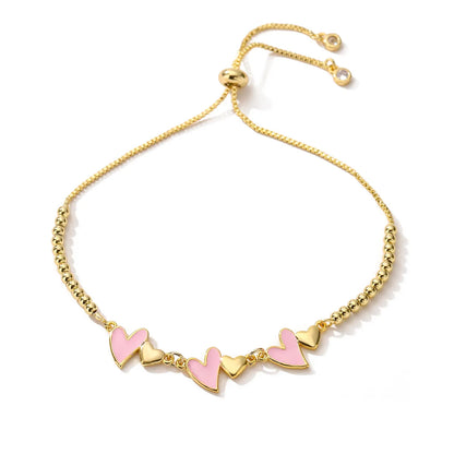 1 Piece Sweet Heart Shape Copper Patchwork Bracelets