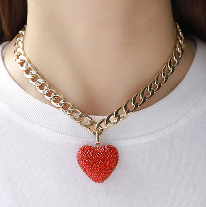 Wholesale Jewelry Sweet Heart Shape Iron Copper Rhinestones Plating Pendant Necklace