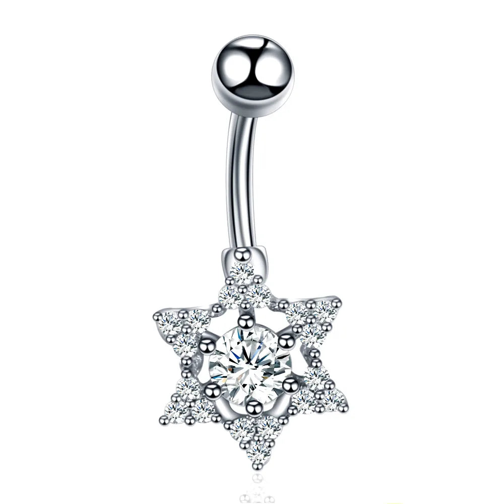 1 Piece Sweet Heart Shape Stainless Steel Plating Inlay Zircon Women'S Belly Ring