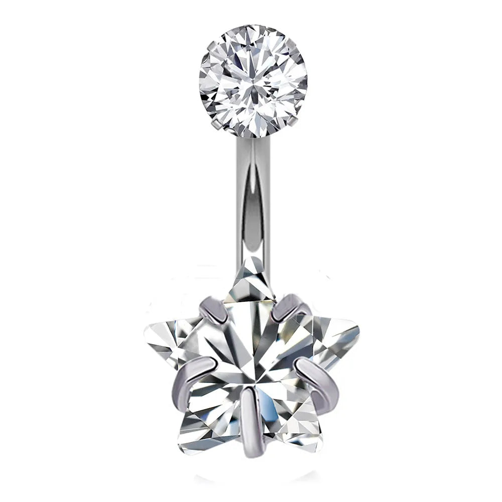 1 Piece Sweet Heart Shape Stainless Steel Plating Inlay Zircon Women'S Belly Ring