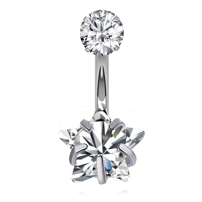 1 Piece Sweet Heart Shape Stainless Steel Plating Inlay Zircon Women'S Belly Ring