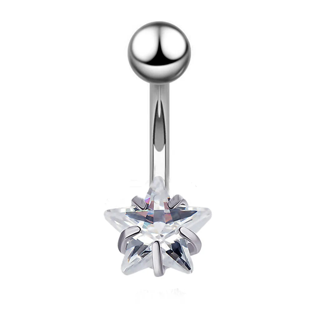 1 Piece Sweet Heart Shape Stainless Steel Plating Inlay Zircon Women'S Belly Ring