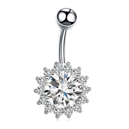 1 Piece Sweet Heart Shape Stainless Steel Plating Inlay Zircon Women'S Belly Ring