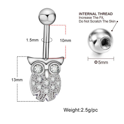 1 Piece Sweet Heart Shape Stainless Steel Plating Inlay Zircon Women'S Belly Ring