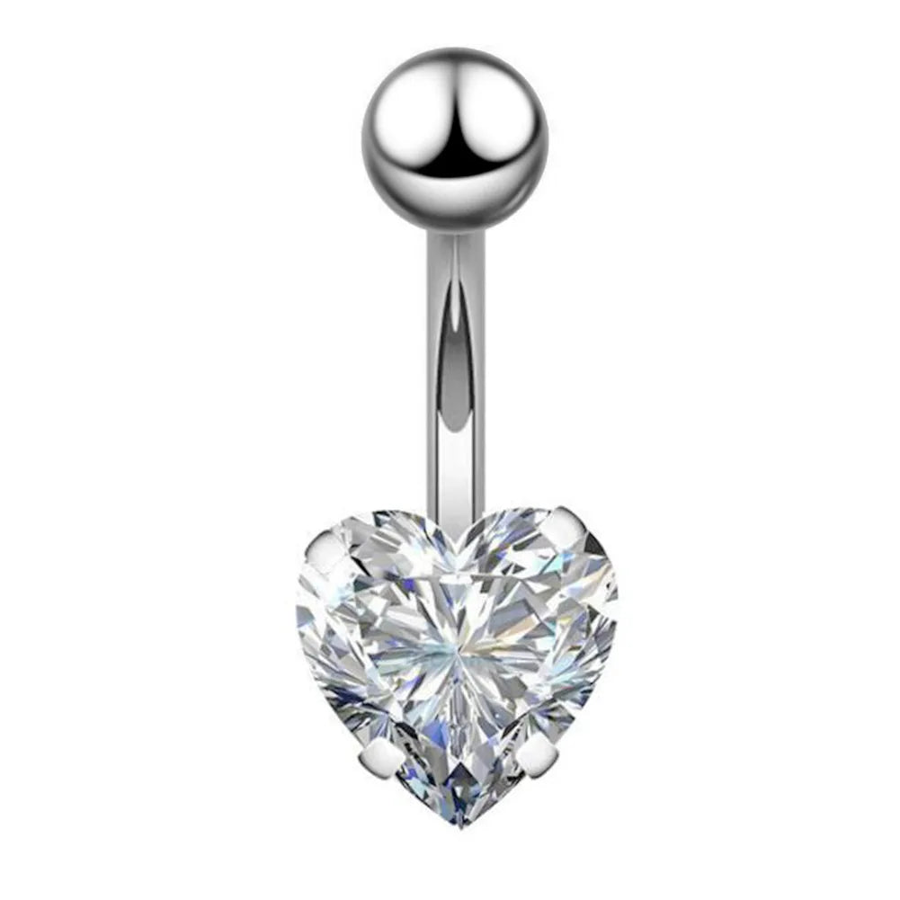 1 Piece Sweet Heart Shape Stainless Steel Plating Inlay Zircon Women'S Belly Ring