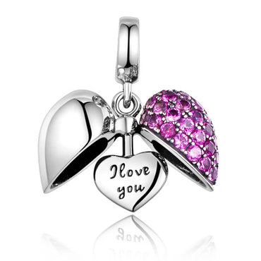 1 Piece Sweet Letter Heart Shape Sterling Silver Inlay Pendant Jewelry Accessories