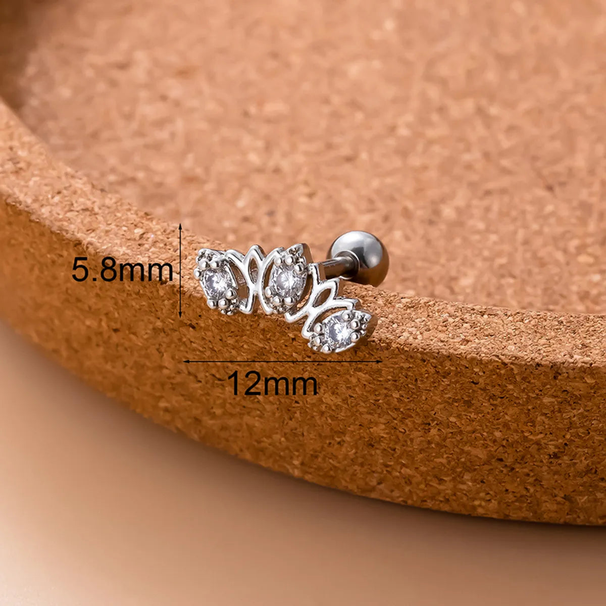 1 Piece Ear Cartilage Rings & Studs Sweet Moon Copper Plating Inlay Zircon