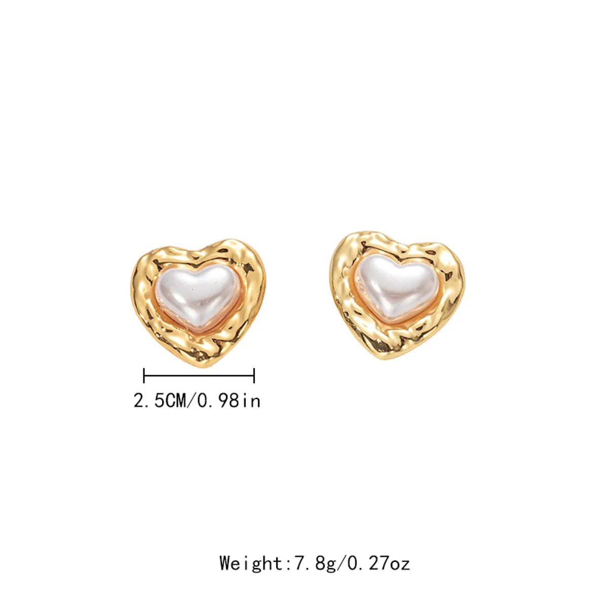 1 Piece Sweet Oval Heart Shape Inlay 304 Stainless Steel Pearl Ear Studs