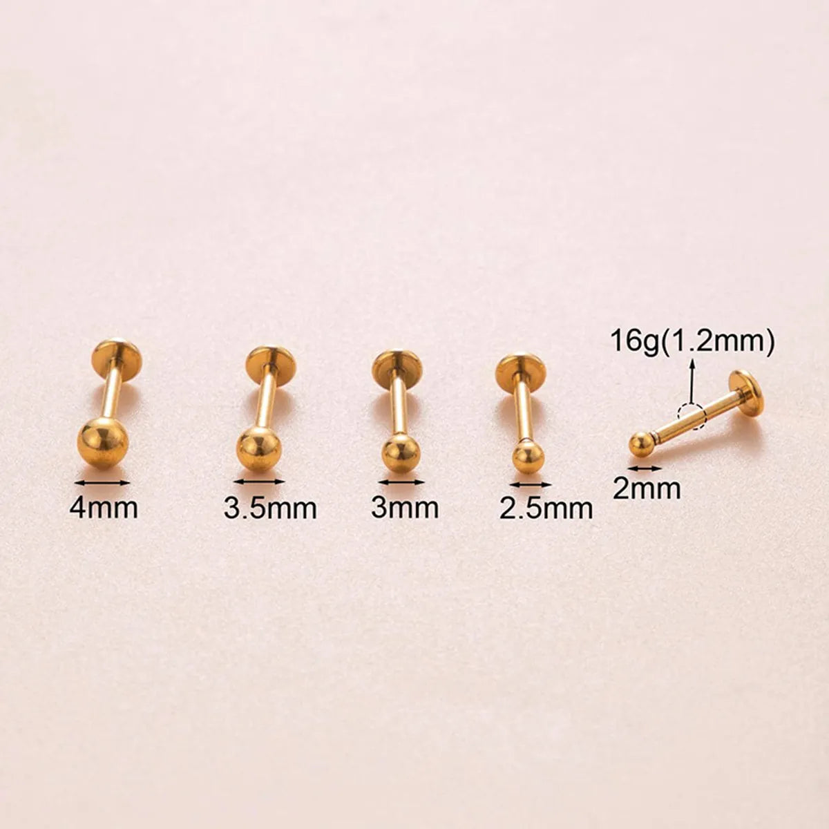 1 Piece Sweet Simple Style Classic Style Geometric Round Plating Stainless Steel 18k Gold Plated Ear Studs