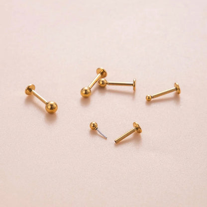 1 Piece Sweet Simple Style Classic Style Geometric Round Plating Stainless Steel 18k Gold Plated Ear Studs