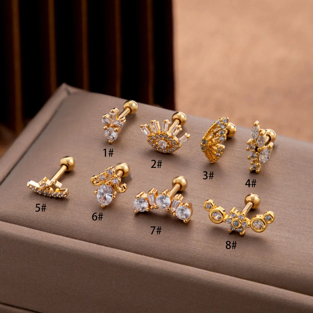 1 Piece Sweet Simple Style Eye Flower Butterfly Plating Inlay Stainless Steel Copper Zircon 18k Gold Plated Ear Studs