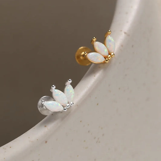 1 Piece Sweet Simple Style Flower Hollow Out Inlay Sterling Silver Pearl Ear Studs