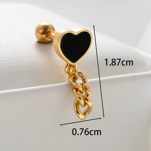 1 Piece Sweet Simple Style Geometric Heart Shape Flower Inlay Copper Zircon Ear Studs Cartilage Earrings