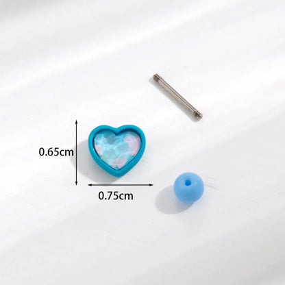 1 Piece Ear Cartilage Rings & Studs Sweet Simple Style Heart Shape 316 Stainless Steel  Copper Plating Inlay Zircon