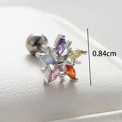 1 Piece Sweet Simple Style House Flower Inlay Copper Zircon Ear Studs Cartilage Earrings