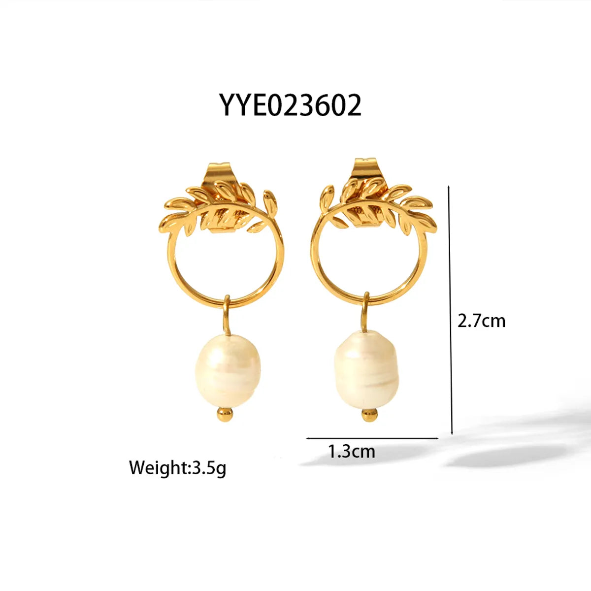 1 Piece Sweet Simple Style Korean Style Grain 304 Stainless Steel Freshwater Pearl 18K Gold Plated Drop Earrings