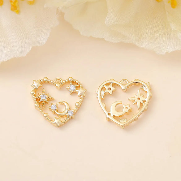 1 Piece Sweet Simple Style Star Moon Heart Shape Metal Plating Inlay Pendant Jewelry Accessories