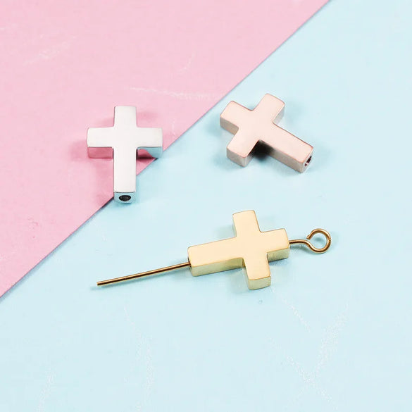 1 Piece Titanium Steel 18K Gold Plated Cross Customization Laser Engraving Pendant