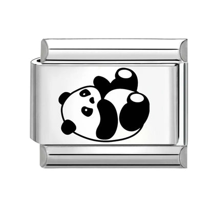 1 Piece Titanium Steel Panda Beads