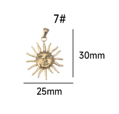 1 Piece Titanium Steel Sun Moon Heart Shape Pendant