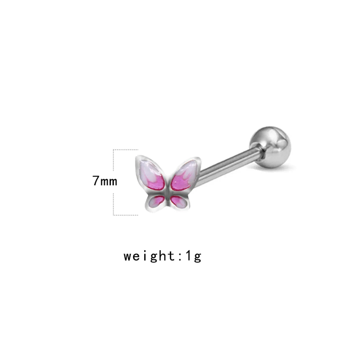 1 Piece Tongue Rings Funny Punk Animal Heart Shape Butterfly Stainless Steel Copper Painted Epoxy Inlay Rhinestones White Gold Plated Tongue Rings