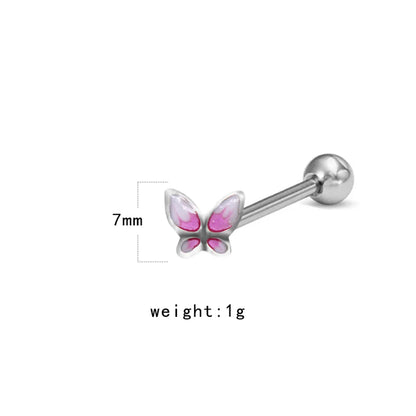 1 Piece Tongue Rings Funny Punk Animal Heart Shape Butterfly Stainless Steel Copper Painted Epoxy Inlay Rhinestones White Gold Plated Tongue Rings