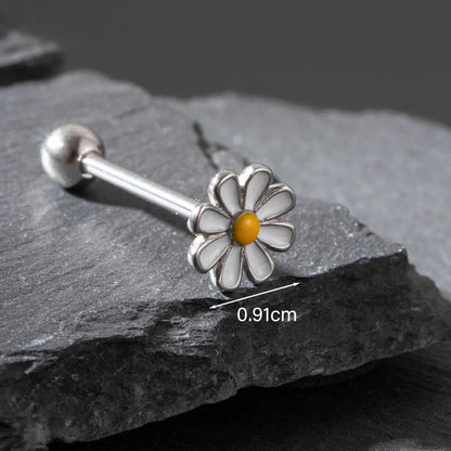 1 Piece Tongue Rings Simple Style Classic Style Flower 316 Stainless Steel  Flowers Tongue Rings