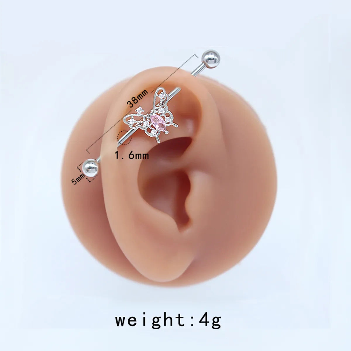 1 Piece Tropical Butterfly Plating Inlay Stainless Steel Copper Rhinestones Glass White Gold Plated Ear Studs