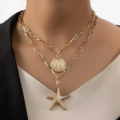 Vacation Starfish Shell Alloy Wholesale Pendant Necklace