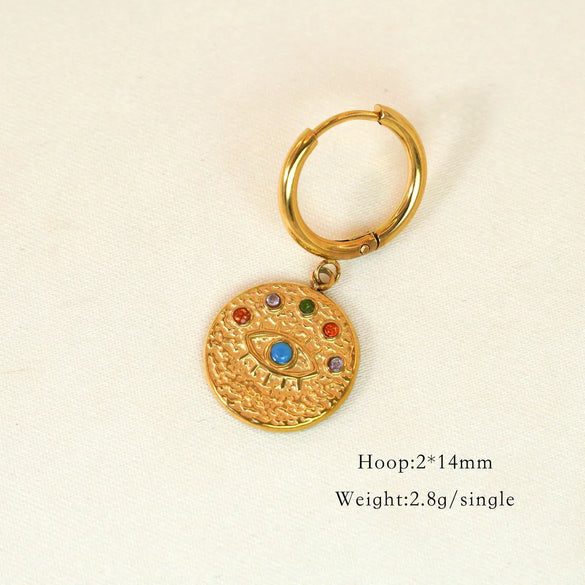 1 Piece Vintage Style Classic Style Star Shell Fish Tail Plating Inlay 304 Stainless Steel Agate Shell Zircon 14K Gold Plated Drop Earrings