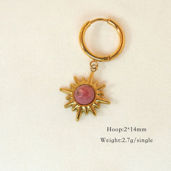 1 Piece Vintage Style Classic Style Star Shell Fish Tail Plating Inlay 304 Stainless Steel Agate Shell Zircon 14K Gold Plated Drop Earrings